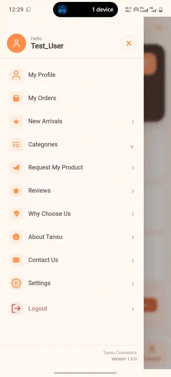 TANSU App Shop screen