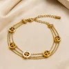 Anti-Tarnish Gold-Tone Triple Chain Clover Bracelet | ₹297